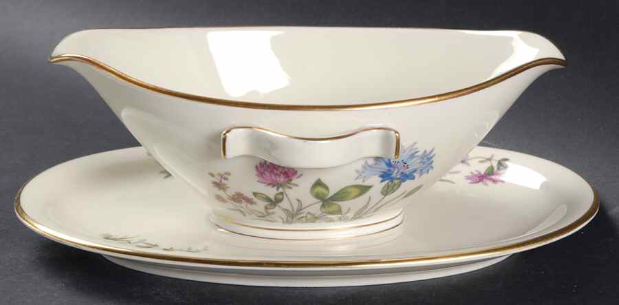 Meadow Flowers Gravy Boat with Attached Underplate by Franconia-Krautheim & Adelburg-1