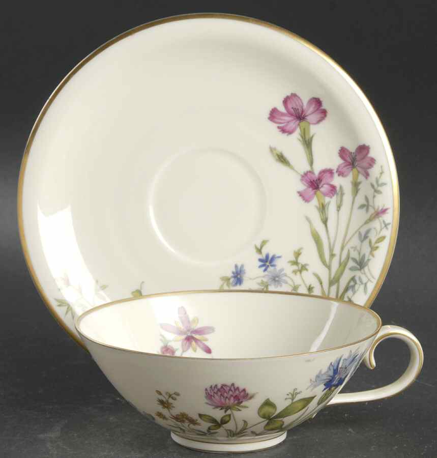 Meadow Flowers Flat Cup & Saucer Set by Franconia-Krautheim & Adelburg-1
