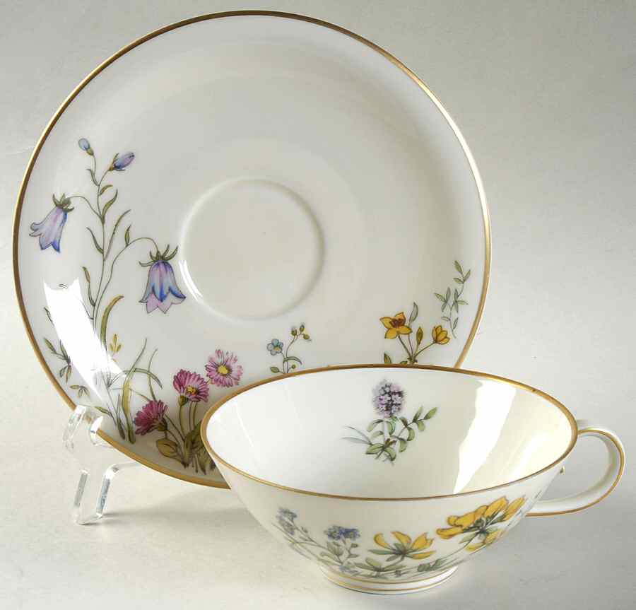 Meadow Flowers Flat Cup & Saucer Set by Franconia-Krautheim & Adelburg-1