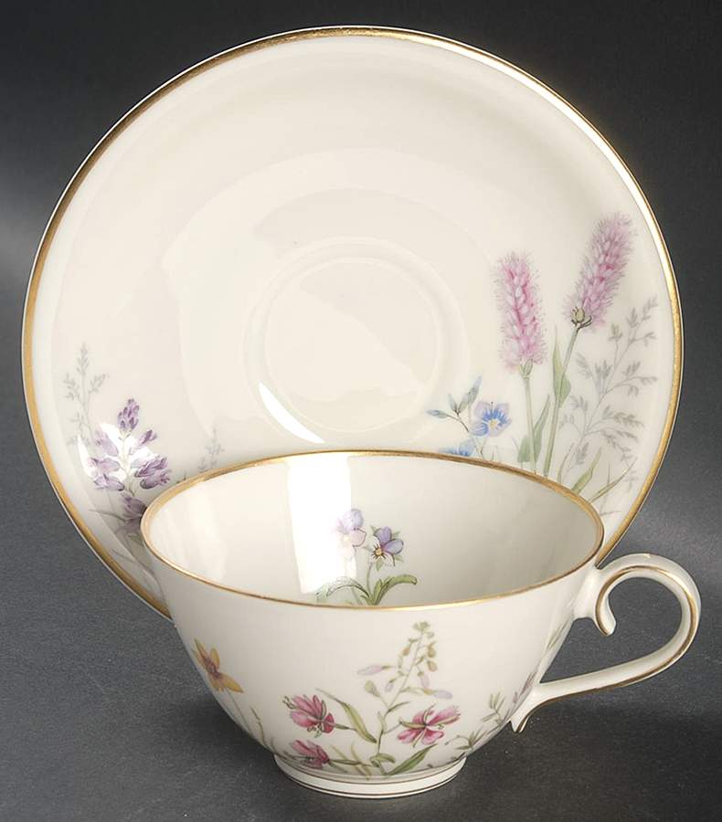 Meadow Flowers Flat Cup & Saucer Set by Franconia-Krautheim & Adelburg-1