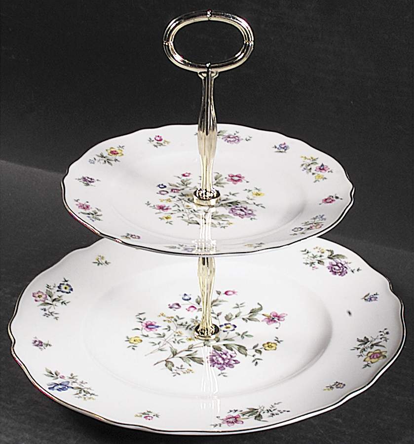 Millefleurs 6 5/8"-10"  2 Tiered Serving Tray (Dp, Sp) HC by Franconia-Krautheim & Adelburg-1