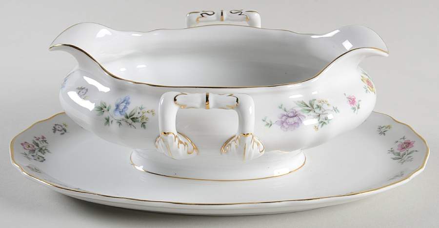 Millefleurs Gravy Boat with Attached Underplate by Franconia-Krautheim & Adelburg-1