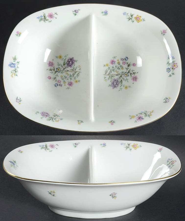 Millefleurs 10" Oval Divided Vegetable Bowl by Franconia-Krautheim & Adelburg-1