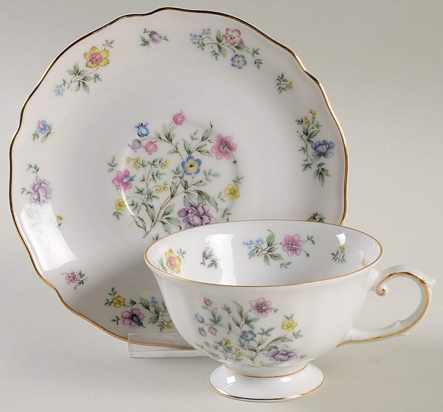 Millefleurs Footed Cup & Saucer Set by Franconia-Krautheim & Adelburg-1