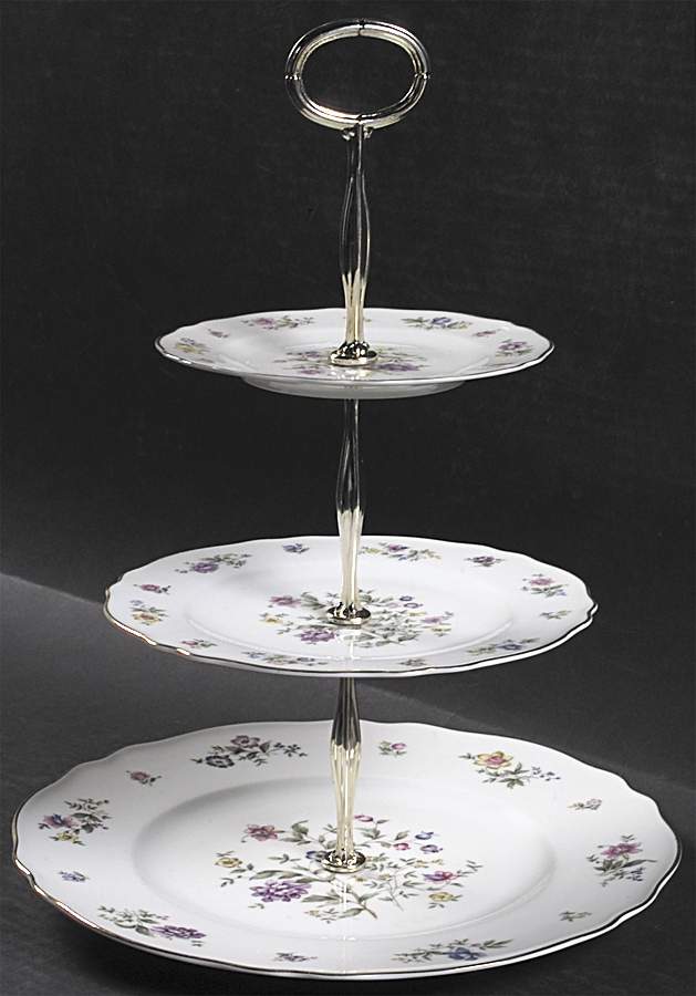 Millefleurs 13 7/8"-14 1/4" 3-Tiered Serving Tray(DP,SP,BB) HC by Franconia-Krautheim & Adelburg-1
