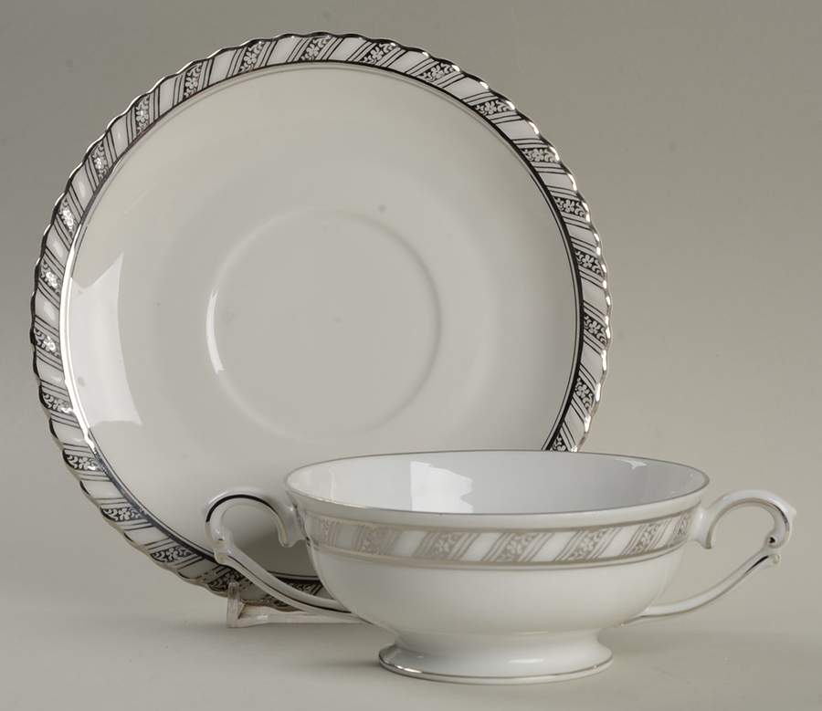 Palladina Footed Cream Soup Bowl & Saucer Set by Franconia-Krautheim & Adelburg-1