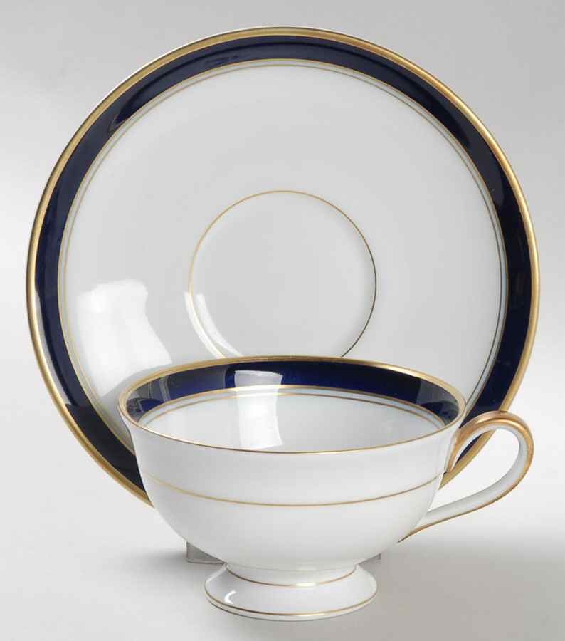 Royal Cobalt Footed Cup & Saucer Set by Franconia-Krautheim & Adelburg-1