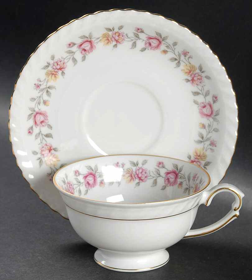Rosedale Footed Cup & Saucer Set by Franconia-Krautheim & Adelburg-1