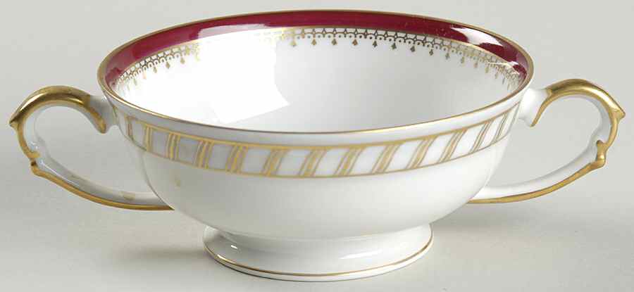 Ruby (Gold Verge Line) Footed Cream Soup Bowl by Franconia-Krautheim & Adelburg-1