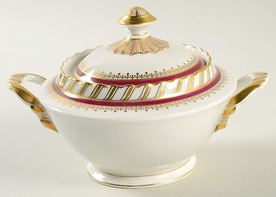 Ruby (Gold Verge Line) Sugar Bowl & Lid by Franconia-Krautheim & Adelburg-1