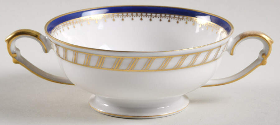 Sapphire Blue (Gold Gadroon Edge) Footed Cream Soup Bowl by Franconia-Krautheim & Adelburg-1
