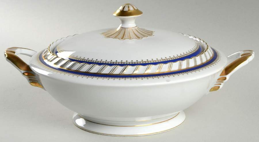 Sapphire Blue (Gold Gadroon Edge) Round Covered Vegetable by Franconia-Krautheim & Adelburg-1