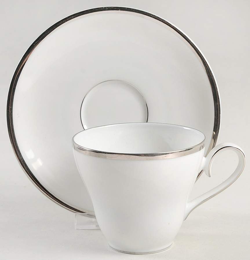Silver Crown Flat Cup & Saucer Set by Franconia-Krautheim & Adelburg-1