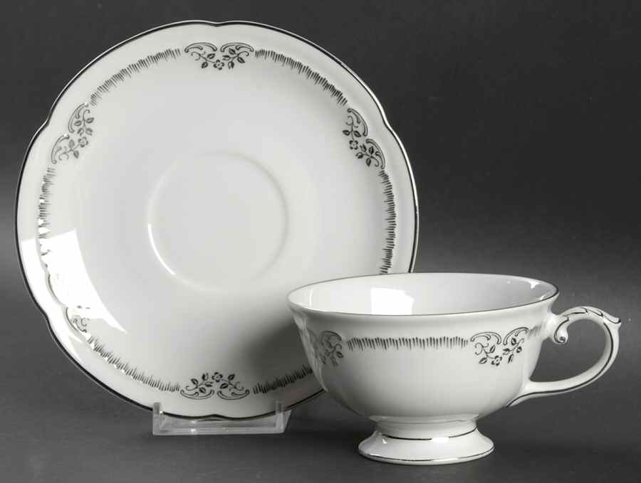 Silver Dream Footed Cup & Saucer Set by Franconia-Krautheim & Adelburg-1