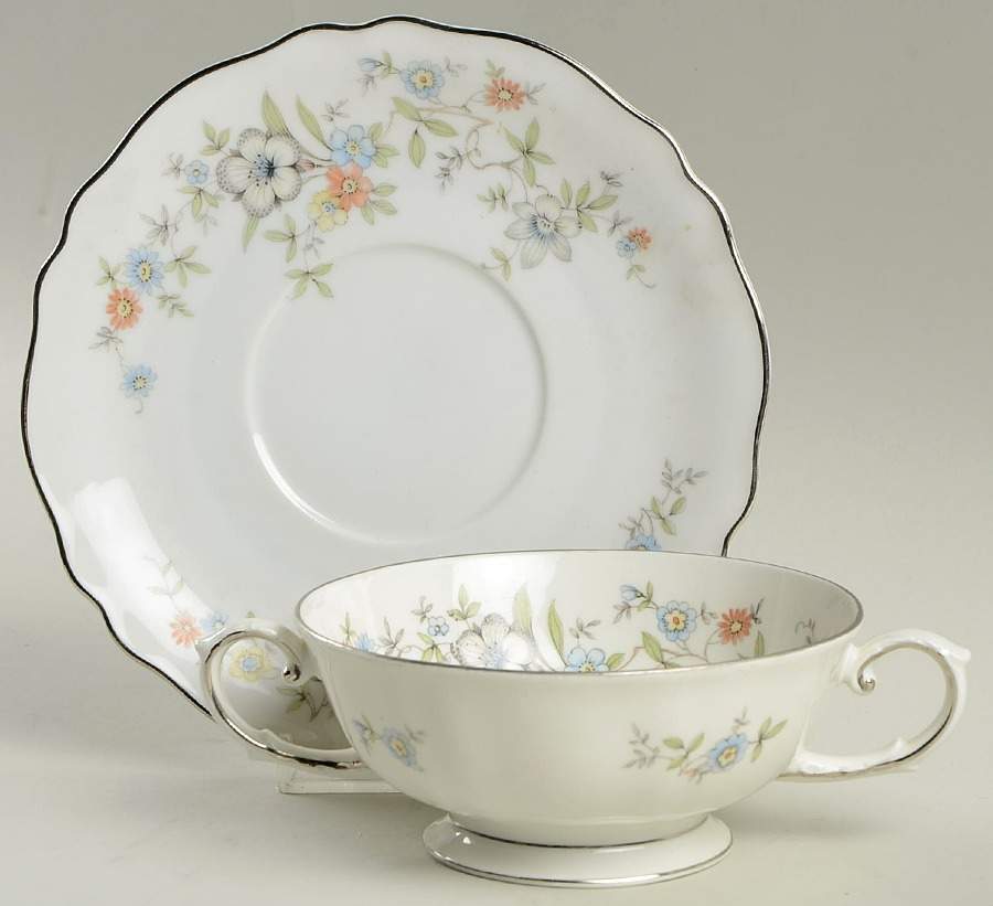 Sinfonette Footed Cream Soup Bowl & Saucer Set by Franconia-Krautheim & Adelburg-1