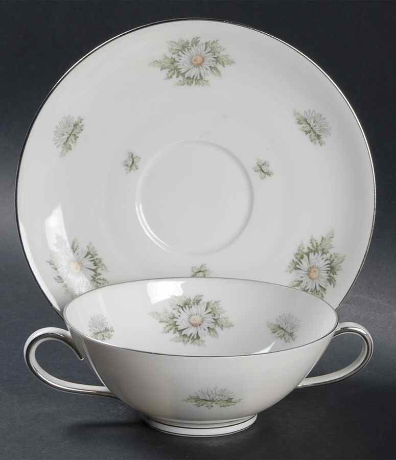 Silver Thistle Flat Cream Soup Bowl & Saucer Set by Franconia-Krautheim & Adelburg-1