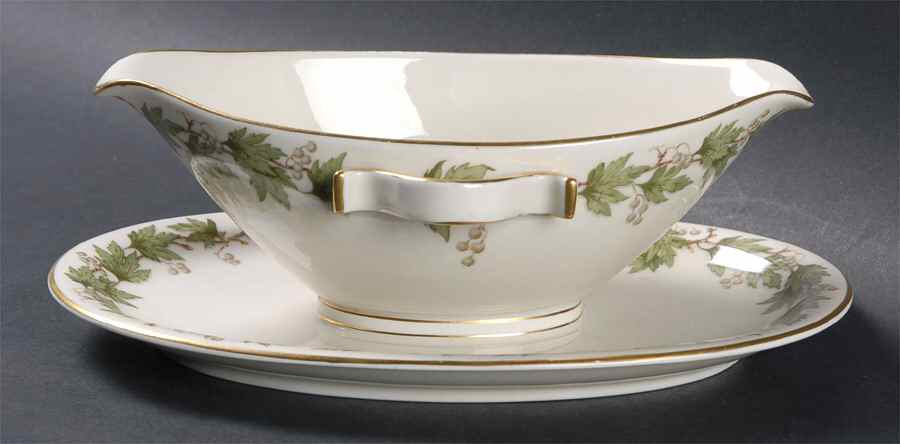 Sycamore (Center Decal) Gravy Boat with Attached Underplate by Franconia-Krautheim & Adelburg-1