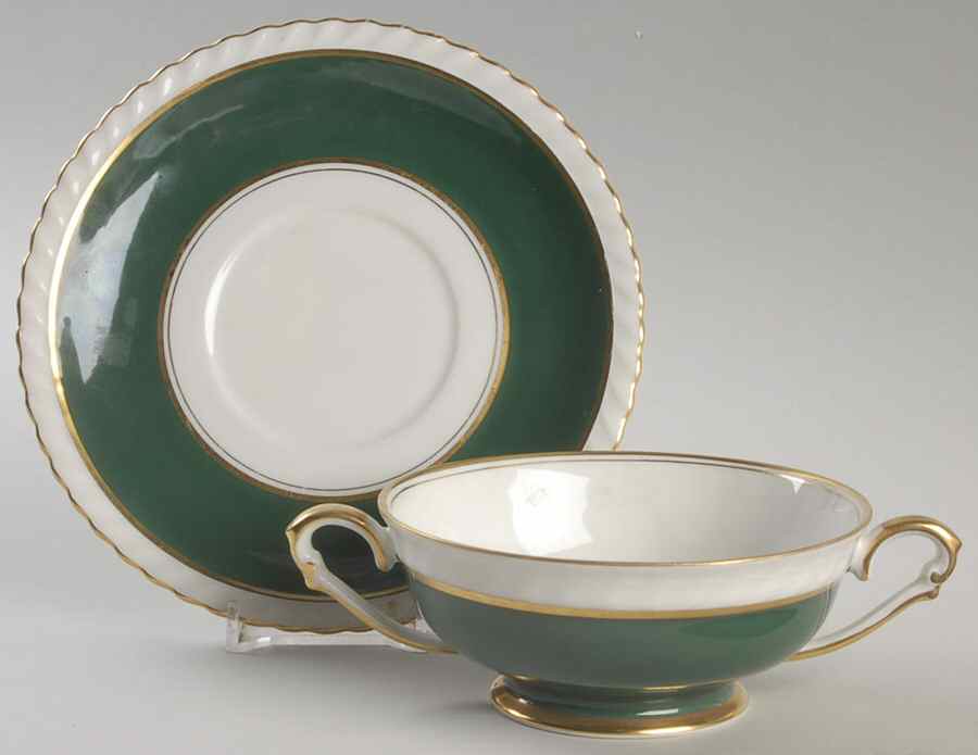 Teal Footed Cream Soup Bowl & Saucer Set by Franconia-Krautheim & Adelburg-1
