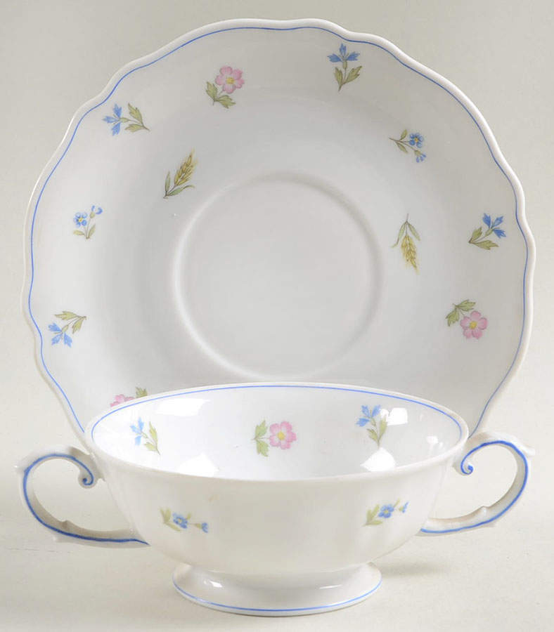 Virginia Footed Cream Soup Bowl & Saucer Set by Franconia-Krautheim & Adelburg-1