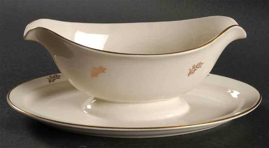 Brown Iris Gravy Boat with Attached Underplate by Lunning, Frederik-1