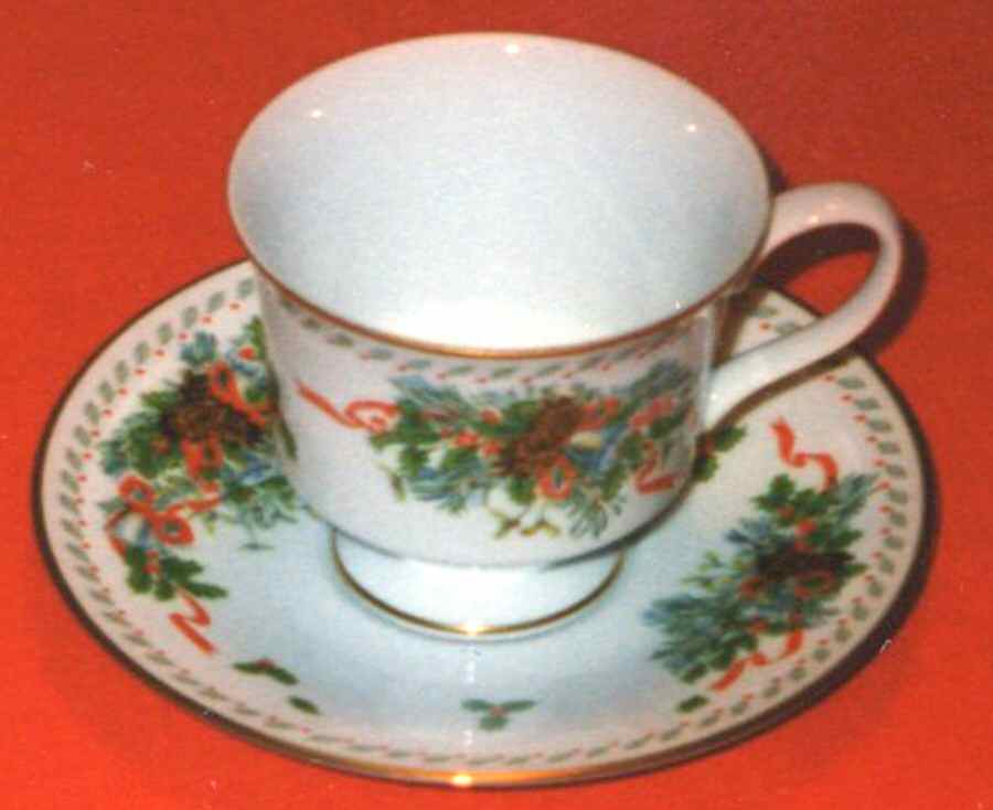 Deck The Halls Footed Cup & Saucer Set by Franklin Porcelain-1