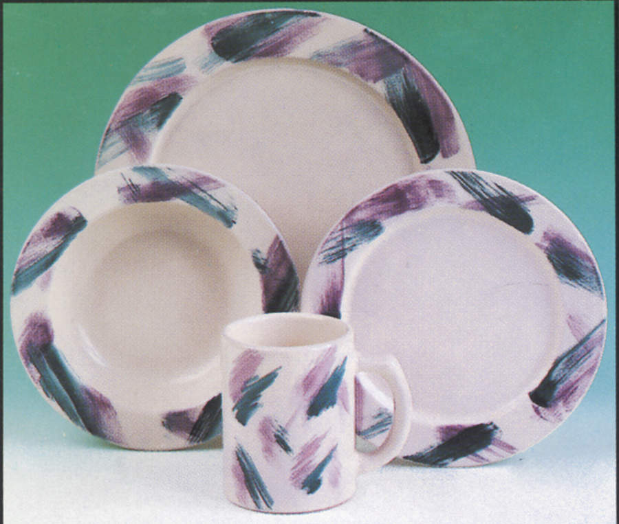 Brushstrokes Plum and Teal Dinner Plate by Frankoma-1