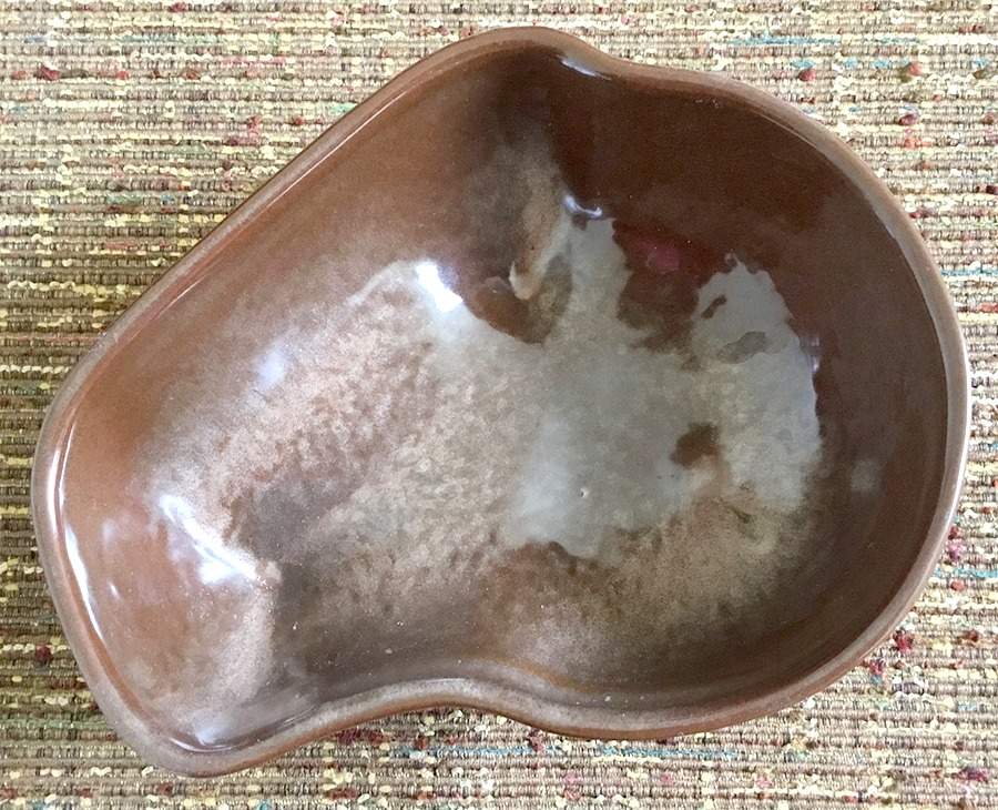Lazy Bones Brown Satin 7" Oval Vegetable Bowl by Frankoma-1