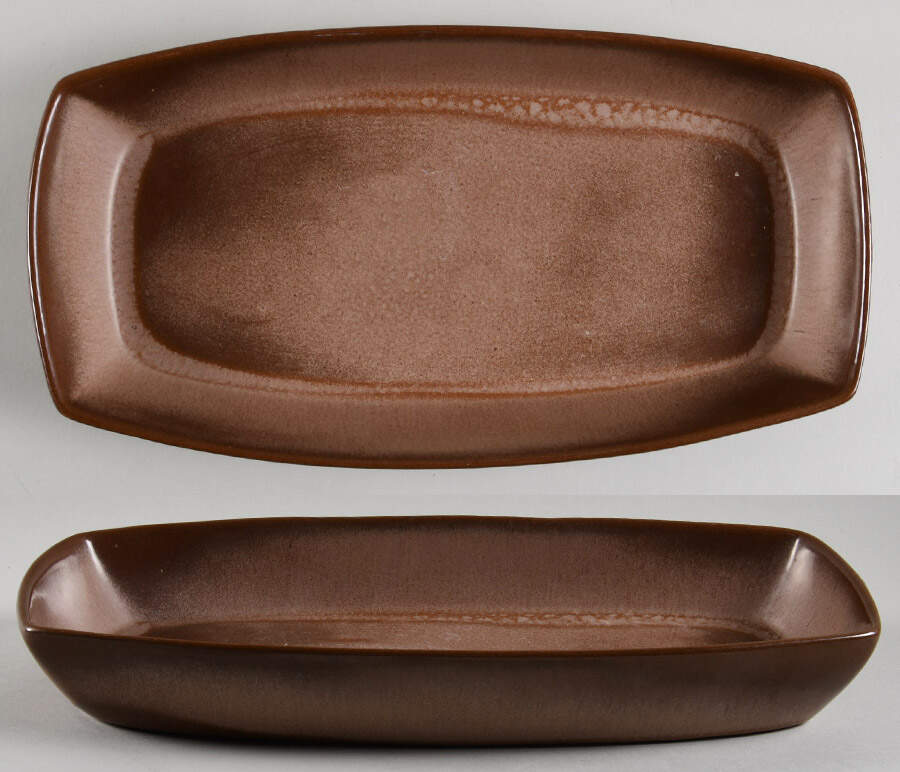 Lazy Bones Brown Satin 13" Oval Serving Platter by Frankoma-1