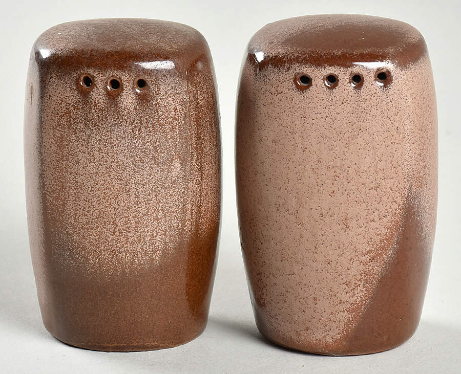 Lazy Bones Brown Satin Salt & Pepper Set by Frankoma-1