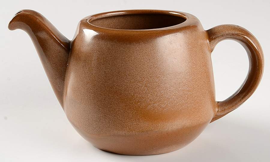 Lazy Bones Brown Satin Teapot No Lid by Frankoma-1