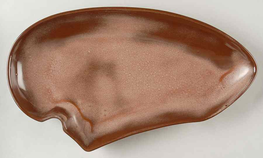Lazy Bones Brown Satin 15" Oval Serving Platter by Frankoma-1