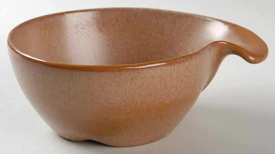 Lazy Bones Brown Satin Lugged Cereal Bowl by Frankoma-1