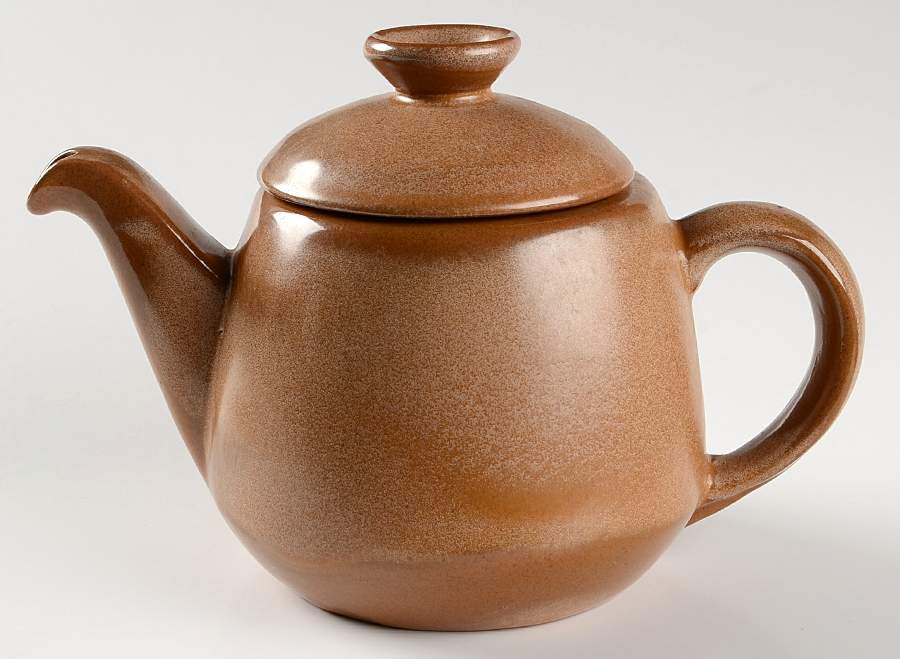 Lazy Bones Brown Satin Teapot & Lid by Frankoma-1