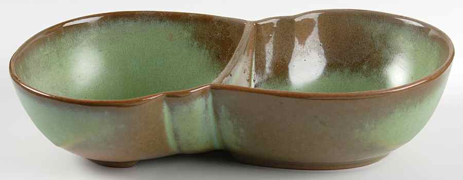 Lazy Bones Prairie Green 11" Oval Divided Vegetable Bowl by Frankoma-1