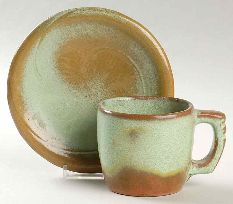 Lazy Bones Prairie Green Flat Cup & Saucer Set by Frankoma-1