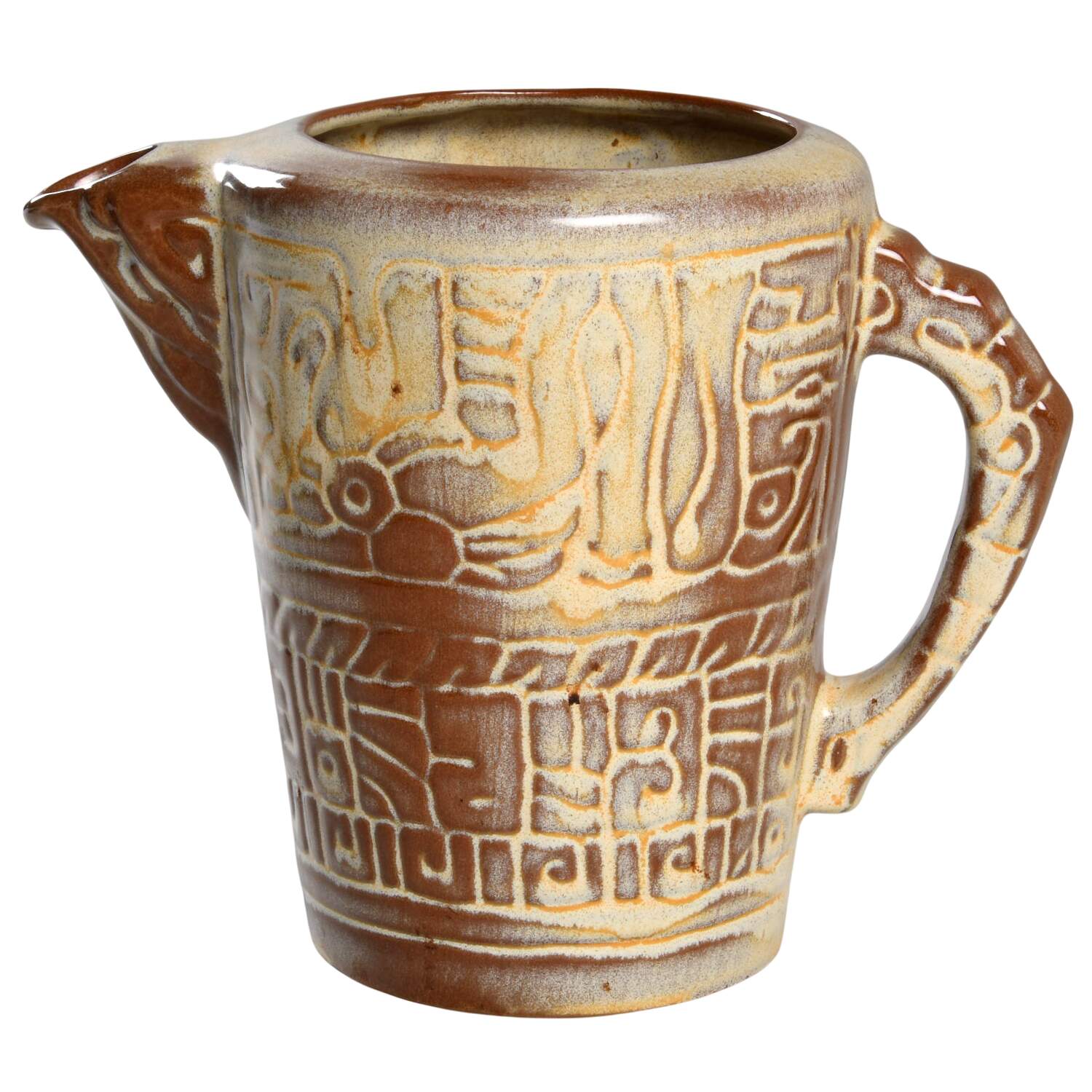 Mayan Aztec Desert Gold Teapot No Lid by Frankoma-1