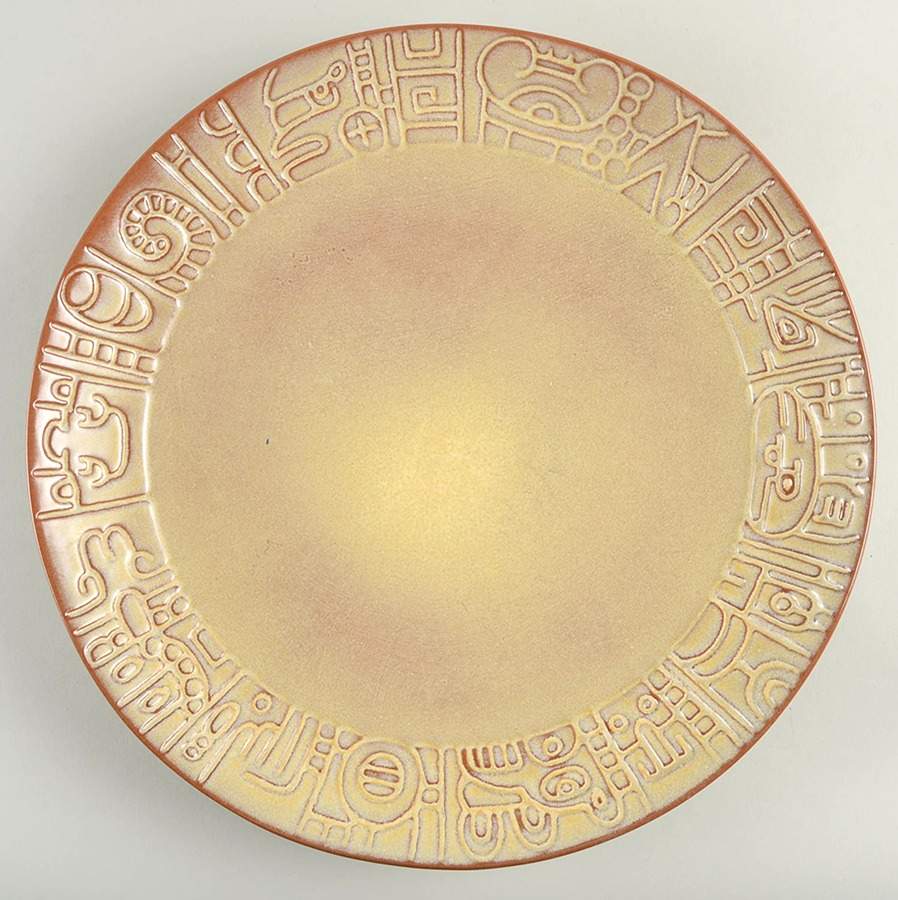 Mayan Aztec Desert Gold 14" Chop Plate (Round Platter) by Frankoma-1