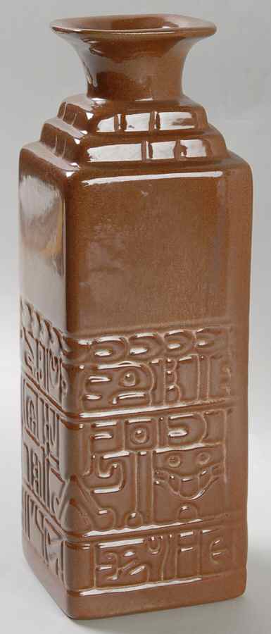 Mayan Aztec Desert Gold Decanter and Stopper by Frankoma-1