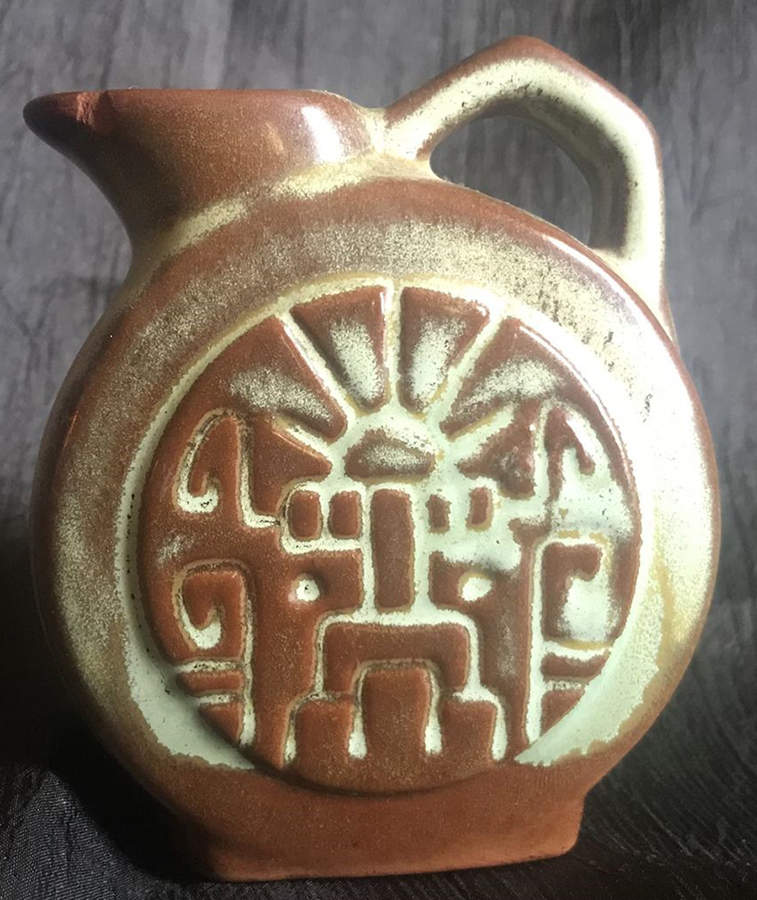 Mayan Aztec Prairie Green Miniature Pitcher by Frankoma-1