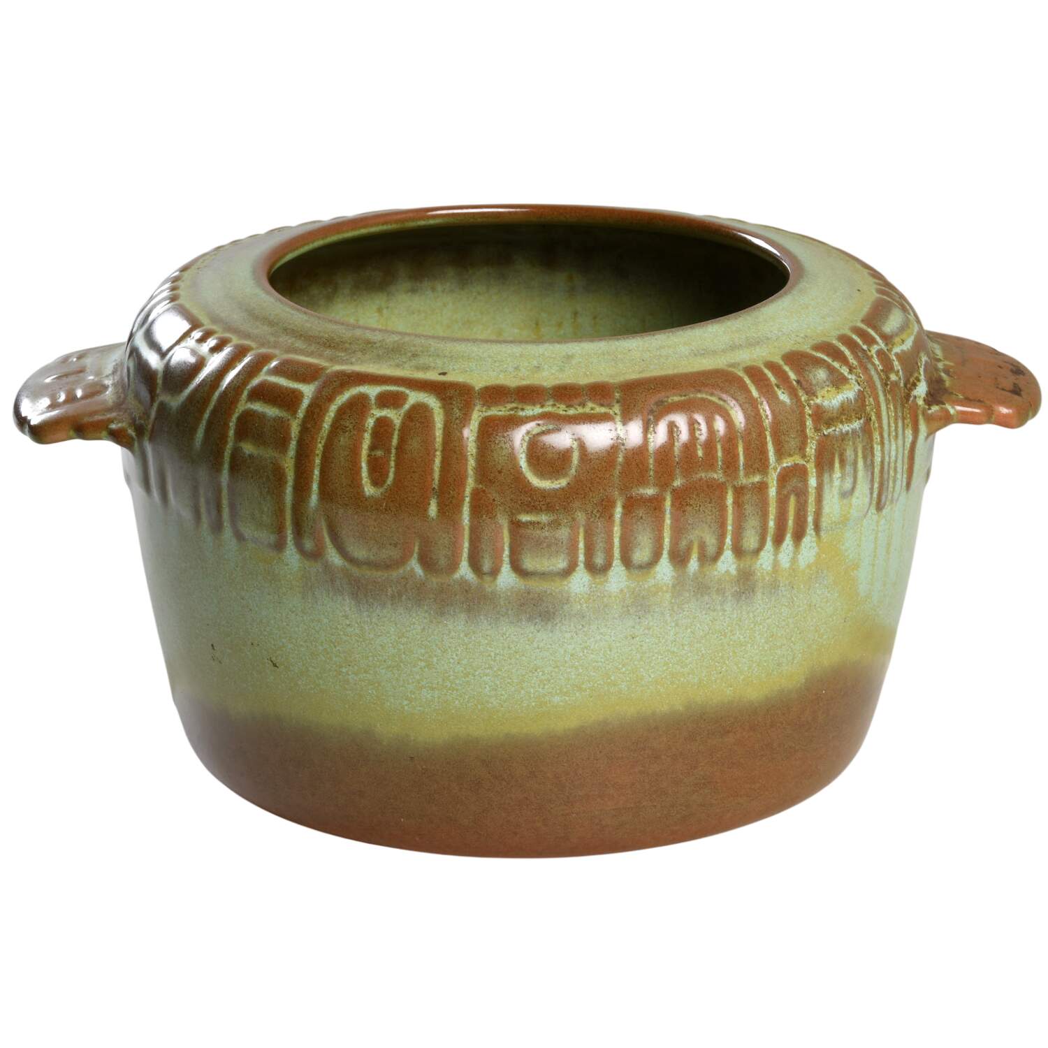 Mayan Aztec Prairie Green 2 Qt Round Covered Casserole No Lid by Frankoma-1