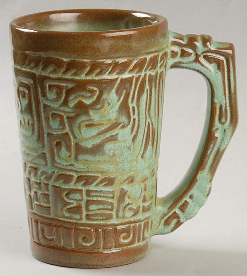 Mayan Aztec Prairie Green Grandmug by Frankoma-1