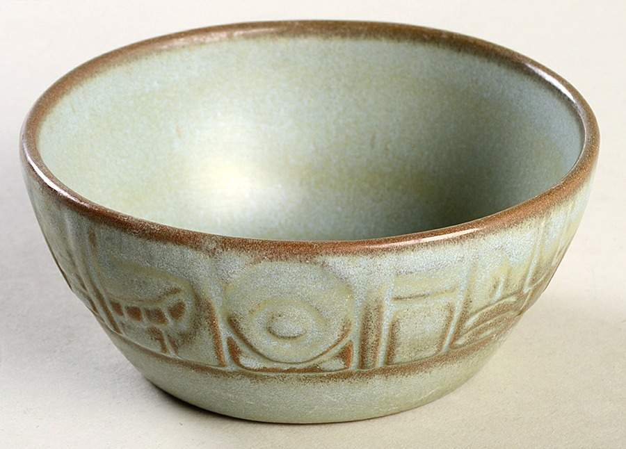 Mayan Aztec Prairie Green Fruit/Dessert (Sauce) Bowl by Frankoma-1
