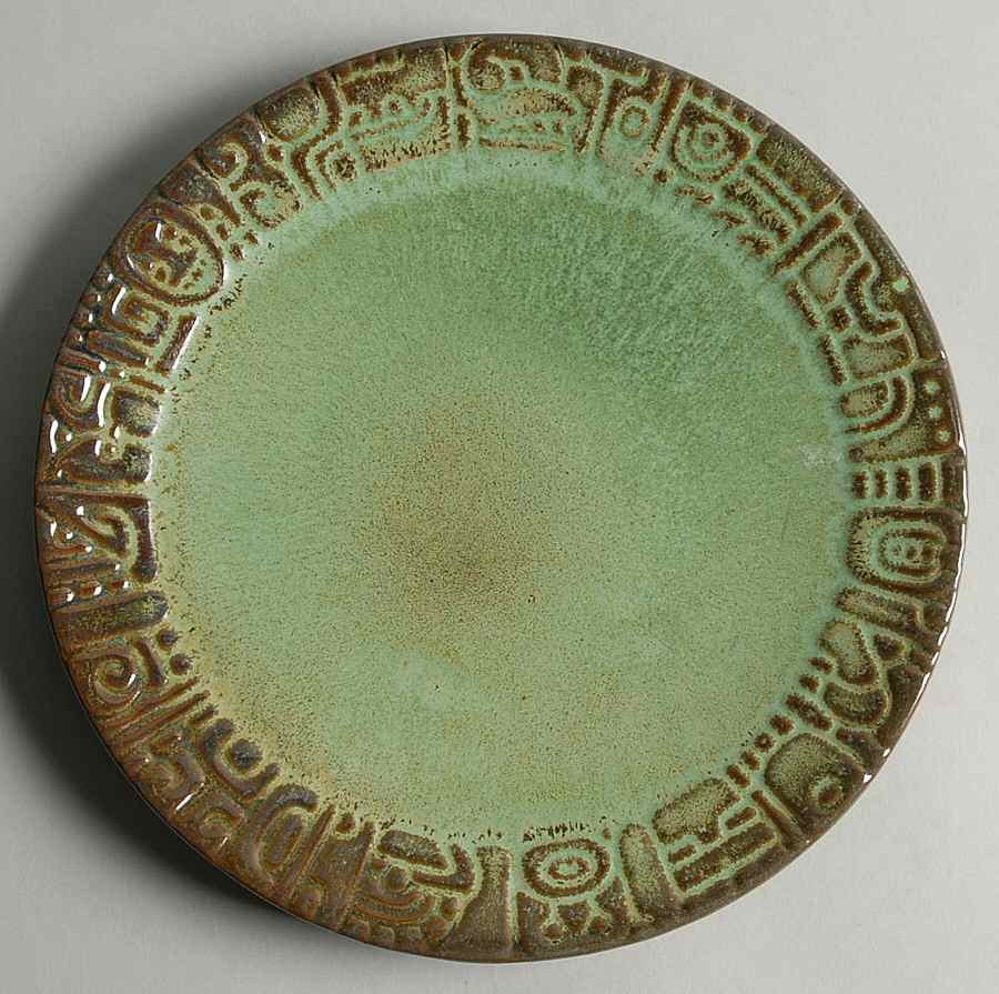 Mayan Aztec Prairie Green Luncheon Plate by Frankoma-1