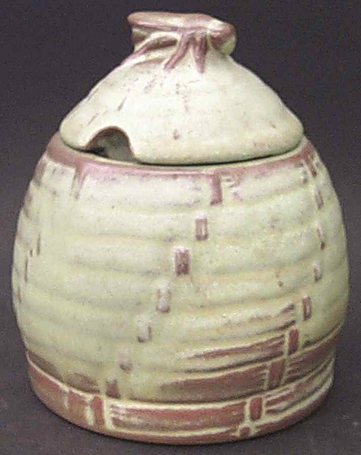 Mayan Aztec Prairie Green Honey Pot & Lid by Frankoma-1