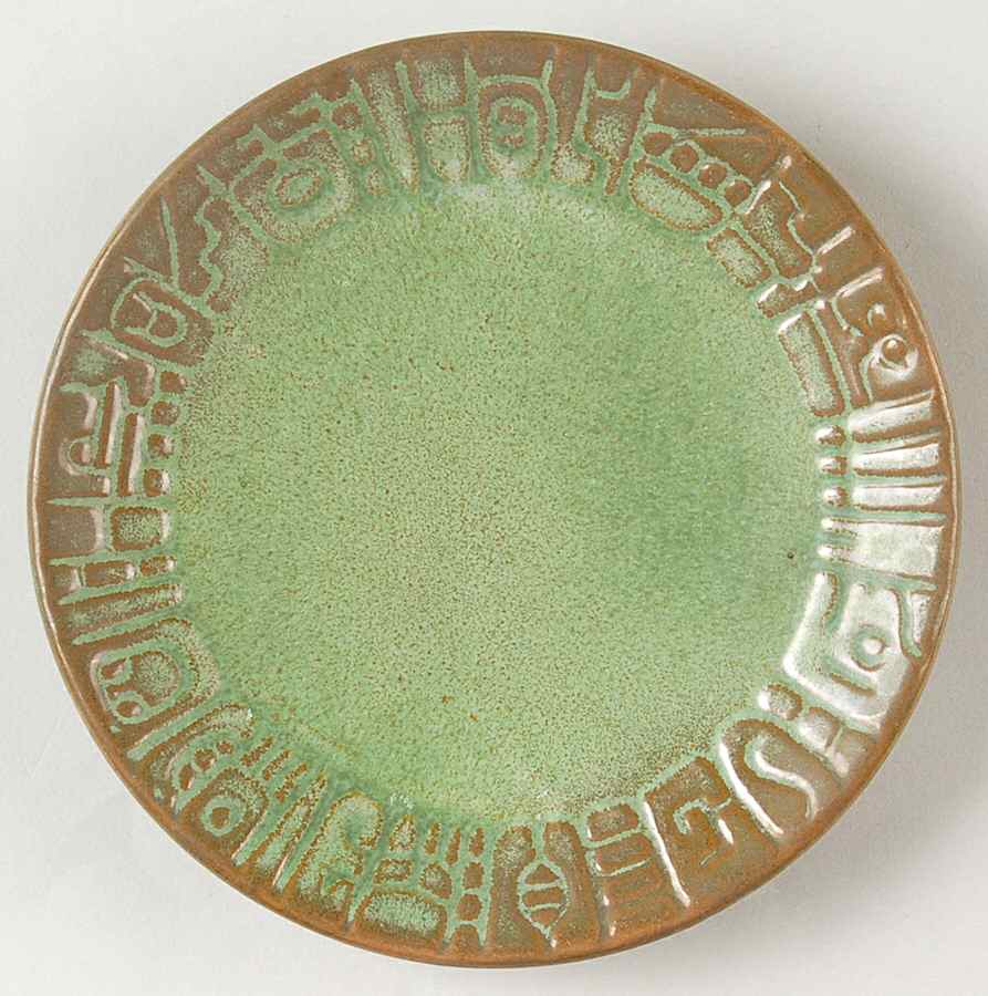 Mayan Aztec Prairie Green Saucer by Frankoma-1