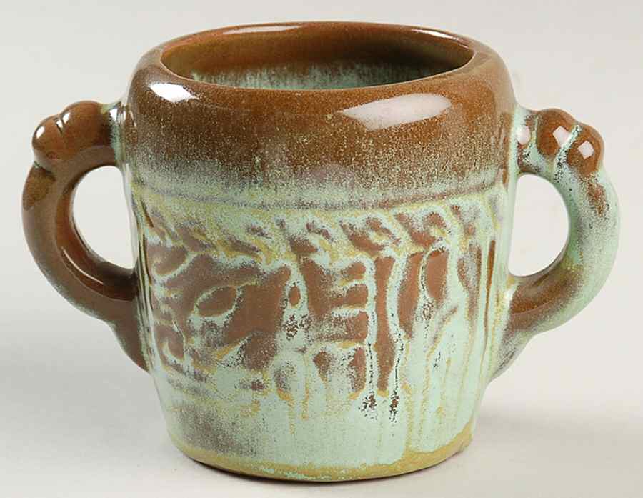Mayan Aztec Prairie Green Sugar Bowl No Lid by Frankoma-1