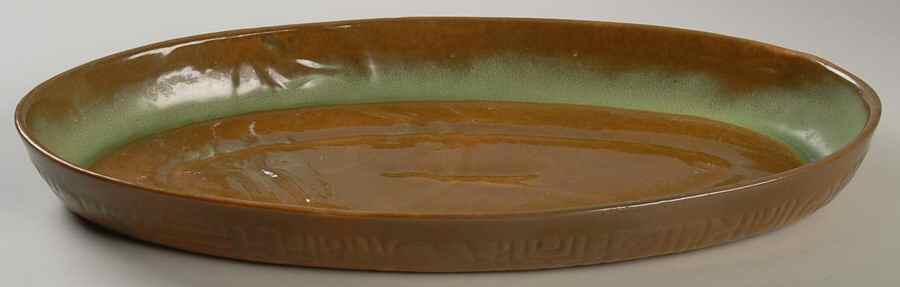 Mayan Aztec Prairie Green 17" Oval Serving Platter by Frankoma-1