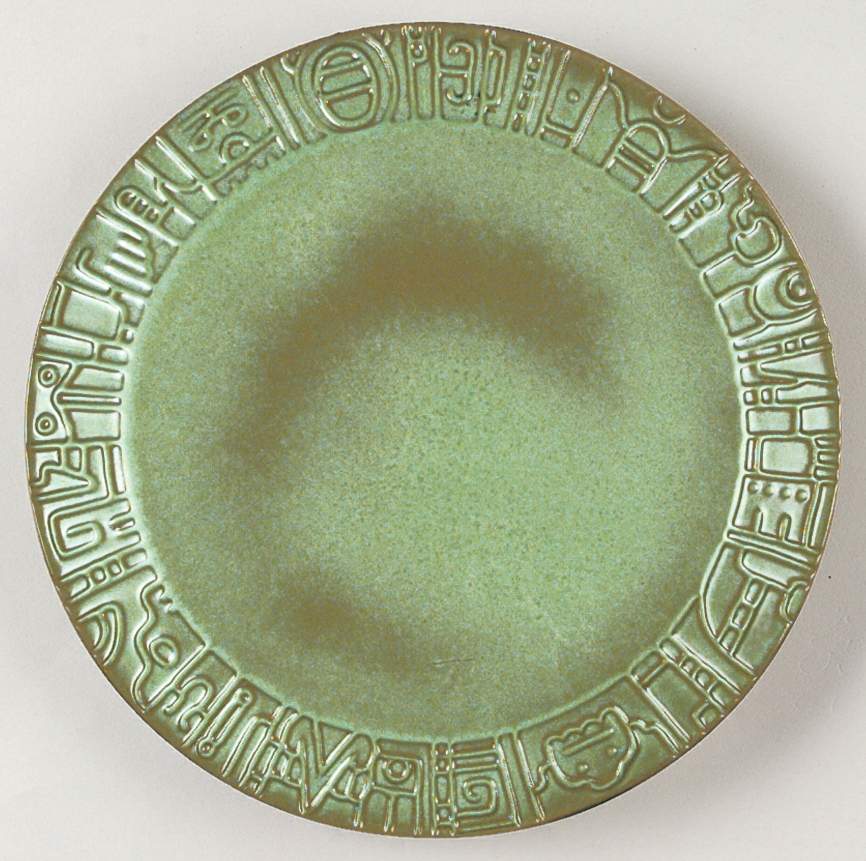 Mayan Aztec Prairie Green Dinner Plate by Frankoma-1