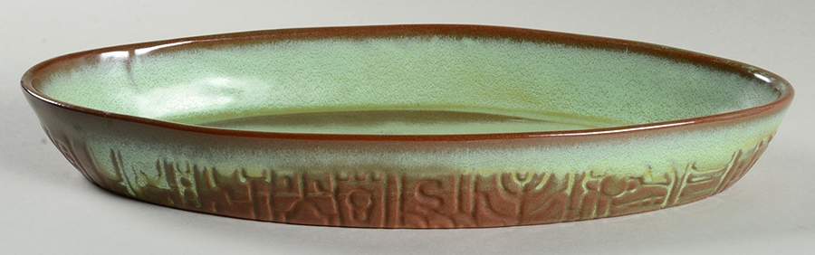 Mayan Aztec Prairie Green 13" Oval Baker by Frankoma-1
