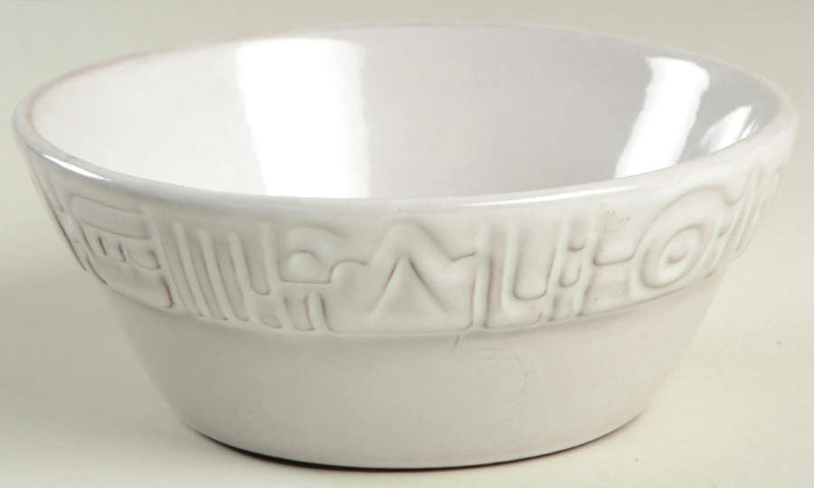 Mayan Aztec White Sand (Front and Back) Coupe Soup Bowl by Frankoma-1